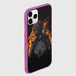 Чехол iPhone 11 Pro матовый PUBG: Flame Soldier, цвет: 3D-фиолетовый — фото 2