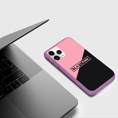 Чехол iPhone 11 Pro матовый Black Pink / 3D-Фиолетовый – фото 3