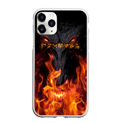 Чехол iPhone 11 Pro матовый TES: Flame Wolf, цвет: 3D-белый