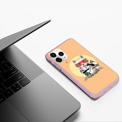 Чехол iPhone 11 Pro матовый Raccoon Love Coffee, цвет: 3D-розовый — фото 2
