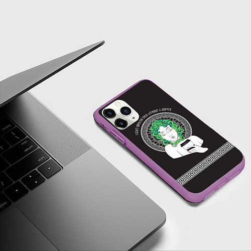Чехол iPhone 11 Pro матовый Gorgona Like Coffee / 3D-Фиолетовый – фото 3