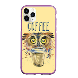 Чехол iPhone 11 Pro матовый Owls like coffee, цвет: 3D-фиолетовый