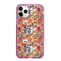 Чехол iPhone 11 Pro матовый Котобомбинг, цвет: 3D-фиолетовый