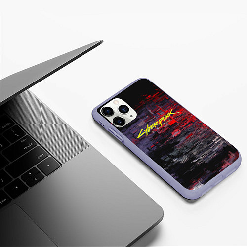 Чехол iPhone 11 Pro матовый Cyberpunk 2077: Techno Style / 3D-Светло-сиреневый – фото 3