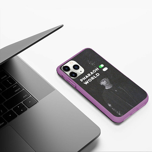 Чехол iPhone 11 Pro матовый Pharaon On, World Off / 3D-Фиолетовый – фото 3