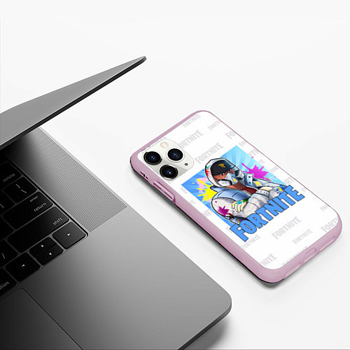 Чехол iPhone 11 Pro матовый Fortnite Street Art / 3D-Розовый – фото 3