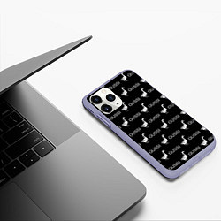 Чехол iPhone 11 Pro матовый GUSSI: Black Pattern, цвет: 3D-светло-сиреневый — фото 2