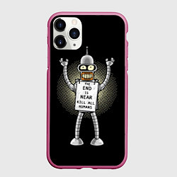 Чехол iPhone 11 Pro матовый Kill All Humans, цвет: 3D-малиновый