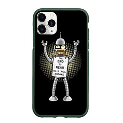 Чехол iPhone 11 Pro матовый Kill All Humans, цвет: 3D-темно-зеленый