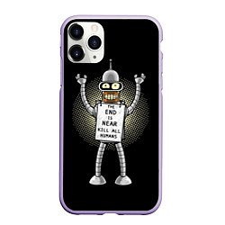 Чехол iPhone 11 Pro матовый Kill All Humans, цвет: 3D-светло-сиреневый