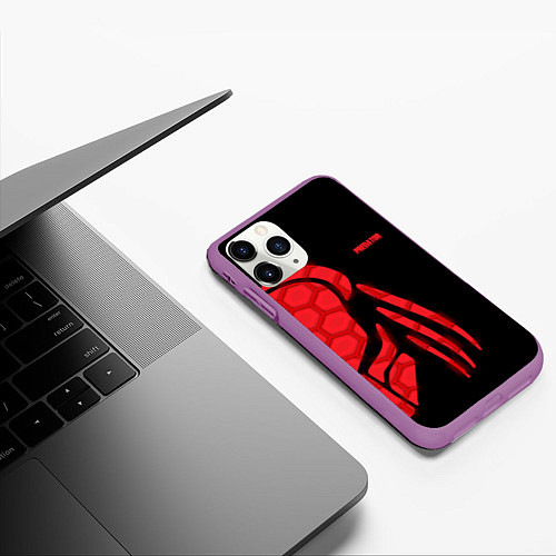 Чехол iPhone 11 Pro матовый Predator: Red Light / 3D-Фиолетовый – фото 3