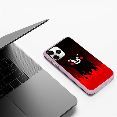 Чехол iPhone 11 Pro матовый Kumamon: Hell Flame / 3D-Розовый – фото 3