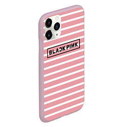 Чехол iPhone 11 Pro матовый Black Pink: Striped Geometry, цвет: 3D-розовый — фото 2