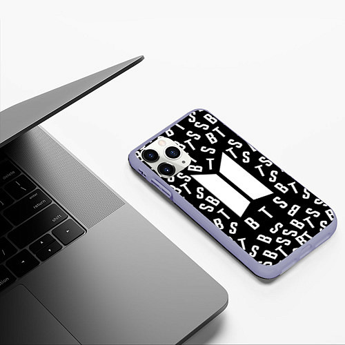 Чехол iPhone 11 Pro матовый BTS: Black Style / 3D-Светло-сиреневый – фото 3