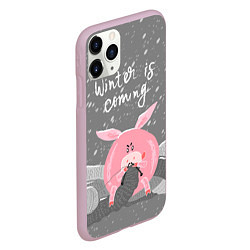 Чехол iPhone 11 Pro матовый Pig: Winter is Coming, цвет: 3D-розовый — фото 2