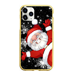 Чехол iPhone 11 Pro матовый Веселый Санта, цвет: 3D-желтый