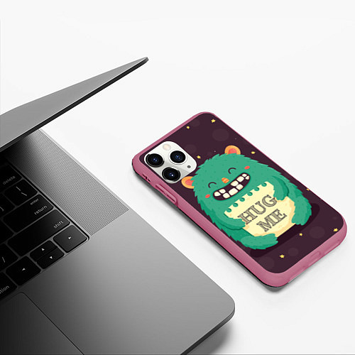 Чехол iPhone 11 Pro матовый Monster: Hug me / 3D-Малиновый – фото 3