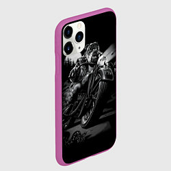 Чехол iPhone 11 Pro матовый Бульдог-байкер, цвет: 3D-фиолетовый — фото 2