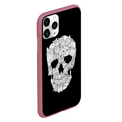 Чехол iPhone 11 Pro матовый Sketchy Cat Skull, цвет: 3D-малиновый — фото 2