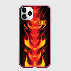 Чехол iPhone 11 Pro матовый PUBG: Hell Flame, цвет: 3D-малиновый