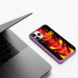 Чехол iPhone 11 Pro матовый PUBG: Hell Flame, цвет: 3D-фиолетовый — фото 2