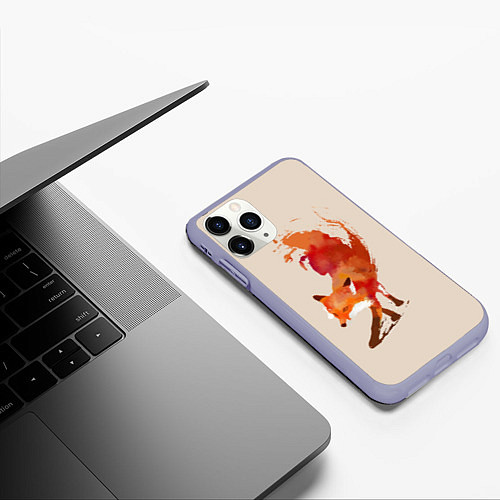 Чехол iPhone 11 Pro матовый Paint Fox / 3D-Светло-сиреневый – фото 3