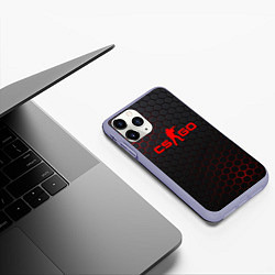 Чехол iPhone 11 Pro матовый CS:GO Grey Carbon, цвет: 3D-светло-сиреневый — фото 2