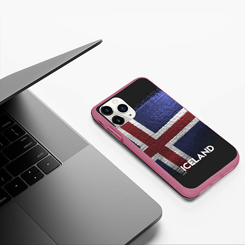 Чехол iPhone 11 Pro матовый Iceland Style / 3D-Малиновый – фото 3