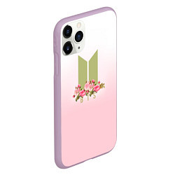 Чехол iPhone 11 Pro матовый BTS: Pink Flowers, цвет: 3D-сиреневый — фото 2