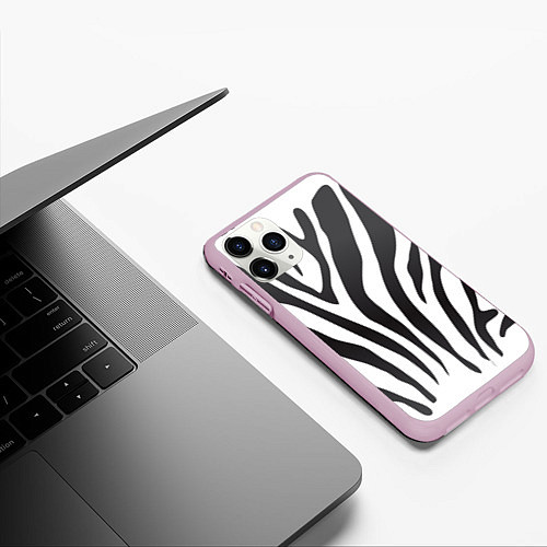 Чехол iPhone 11 Pro матовый Африканская зебра / 3D-Розовый – фото 3