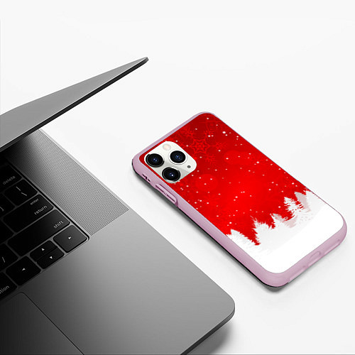 Чехол iPhone 11 Pro матовый Christmas pattern / 3D-Розовый – фото 3