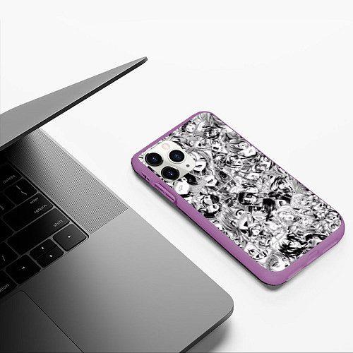 Чехол iPhone 11 Pro матовый Manga Ahegao / 3D-Фиолетовый – фото 3