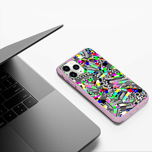 Чехол iPhone 11 Pro матовый Экран профилактики / 3D-Розовый – фото 3
