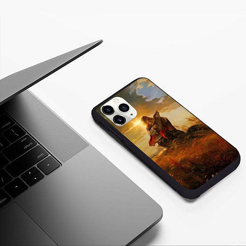 Чехол iPhone 11 Pro матовый Русский воин / 3D-Черный – фото 3