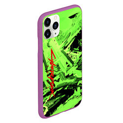 Чехол iPhone 11 Pro матовый Cyberpunk 2077: Green Breaks, цвет: 3D-фиолетовый — фото 2