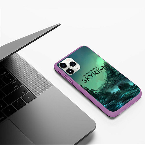 Чехол iPhone 11 Pro матовый SKYRIM / 3D-Фиолетовый – фото 3