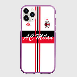 Чехол iPhone 11 Pro матовый AC Milan: White Form, цвет: 3D-фиолетовый