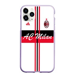 Чехол iPhone 11 Pro матовый AC Milan: White Form, цвет: 3D-светло-сиреневый