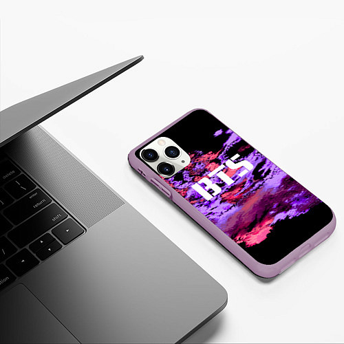 Чехол iPhone 11 Pro матовый BTS: Black & Pink / 3D-Сиреневый – фото 3