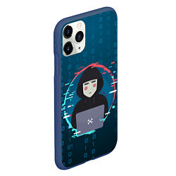 Чехол iPhone 11 Pro матовый Anonymous hacker, цвет: 3D-тёмно-синий — фото 2