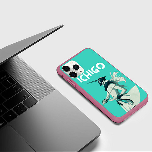 Чехол iPhone 11 Pro матовый Куросаки Ичиго / 3D-Малиновый – фото 3