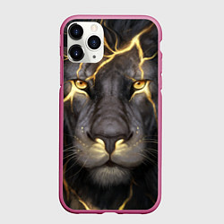 Чехол iPhone 11 Pro матовый Лев с молнией, цвет: 3D-малиновый
