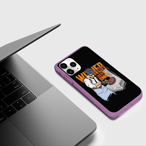 Чехол iPhone 11 Pro матовый PUBG: Chiken Dinner / 3D-Фиолетовый – фото 3