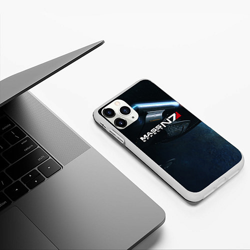 Чехол iPhone 11 Pro матовый Mass Effect N7 / 3D-Белый – фото 3