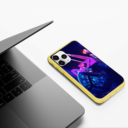 Чехол iPhone 11 Pro матовый N7: Neon Space / 3D-Желтый – фото 3