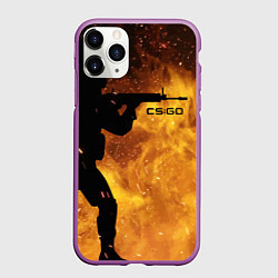 Чехол iPhone 11 Pro матовый CS:GO Dark Fire, цвет: 3D-фиолетовый