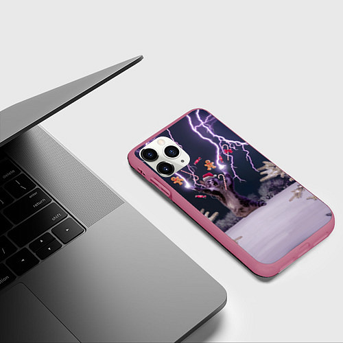 Чехол iPhone 11 Pro матовый Громокот NY version / 3D-Малиновый – фото 3