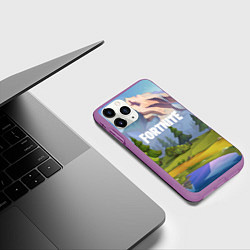 Чехол iPhone 11 Pro матовый Fortnite: Forest View, цвет: 3D-фиолетовый — фото 2