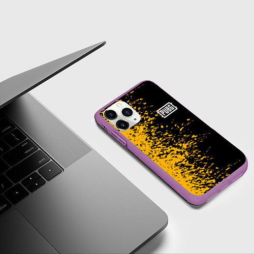 Чехол iPhone 11 Pro матовый PUBG: Yellow vs Black / 3D-Фиолетовый – фото 3