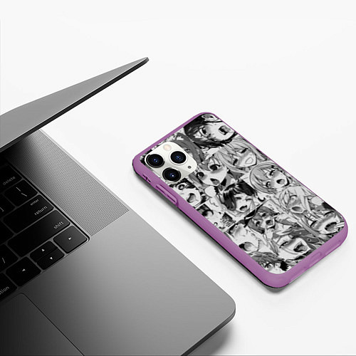 Чехол iPhone 11 Pro матовый Ahegao Babes / 3D-Фиолетовый – фото 3